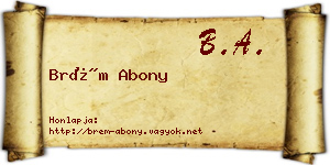 Brém Abony névjegykártya